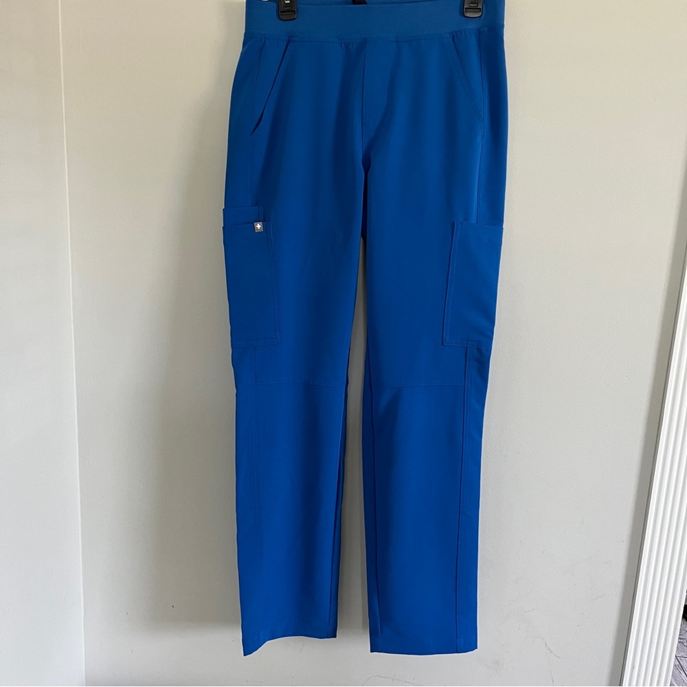 Figs Blue Cargo Pants Full-Length Solid